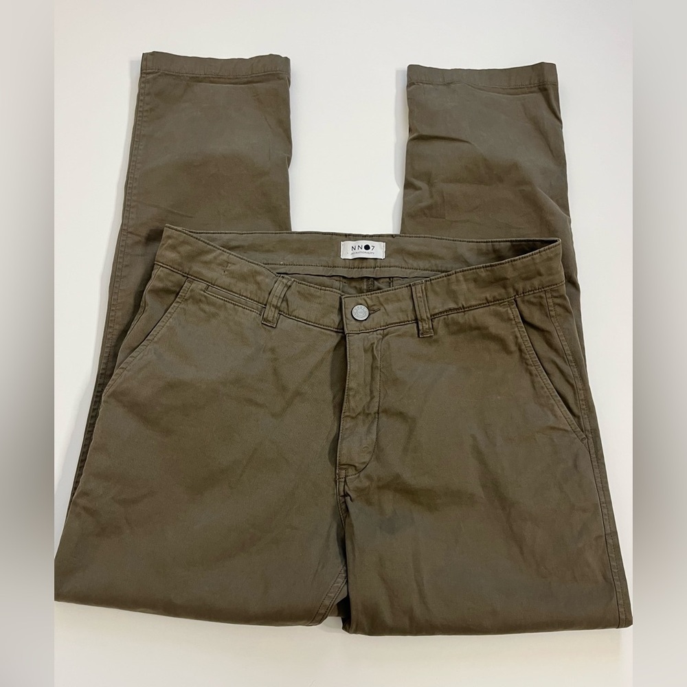 NNO7 No Nationality Marco Classic Chino Pants Greenish Brown Size 32 x 30